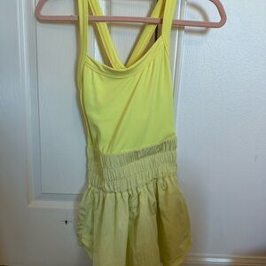 neon yellow free people movement one piece dress